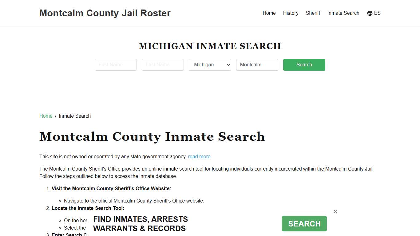 Montcalm County, MI Detainee Lookup