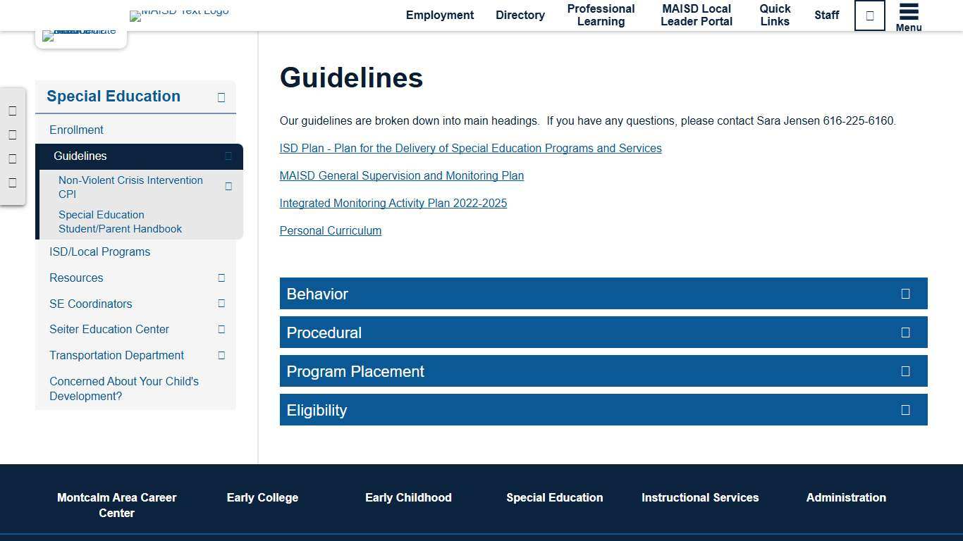 Guidelines - Special Education - Home